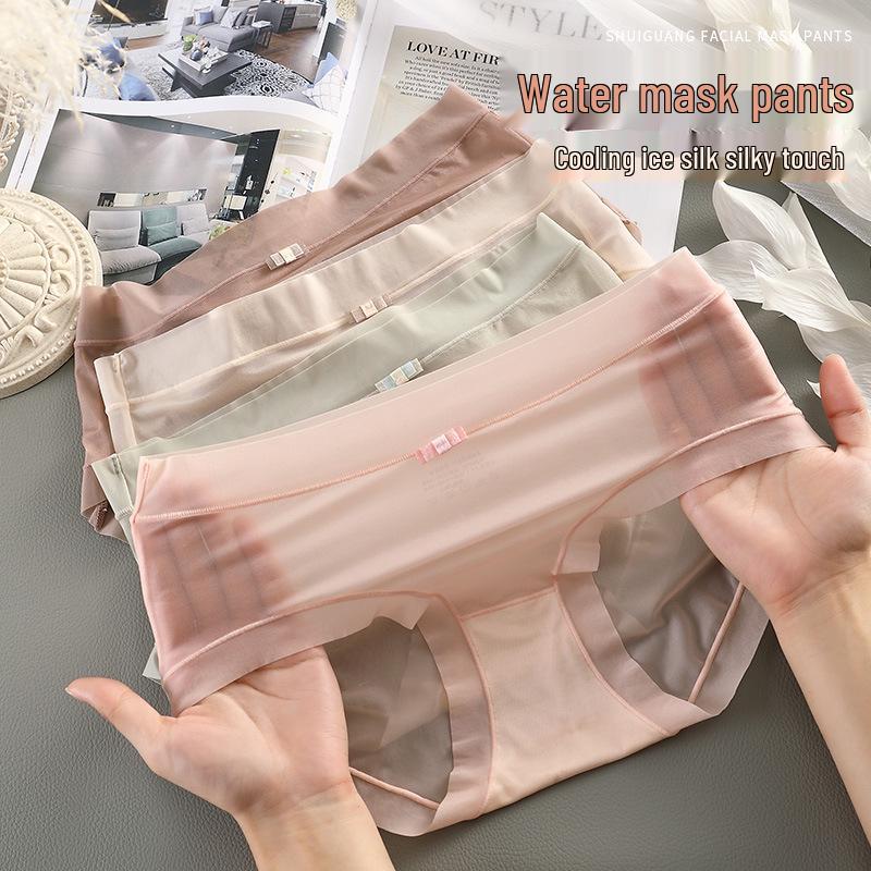 Women's Summer Seamless Lace Panties - Ice Silk, Nude, Mesh Design