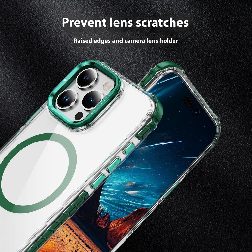 For iPhone 16 Pro Max Clear Phone Case with Lens Kickstand Cover Compatible with MagSafe
