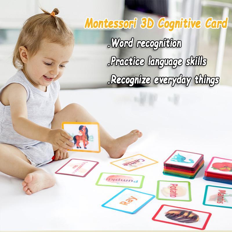 3D slova kartičky Montessori hračky vizuální změna pohled slova kognitivní hry pro mateřskou školu učení anglických slov hračky pro batolata