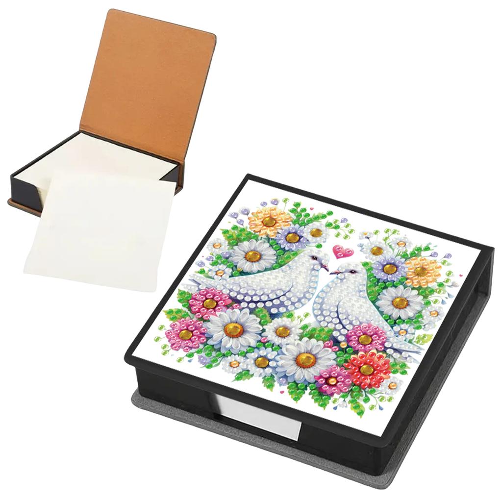 PU DIY Crystal Art Sticky Notes Holder with 160 Sheets Crystal Art Note Box for Home Office and School Supplies