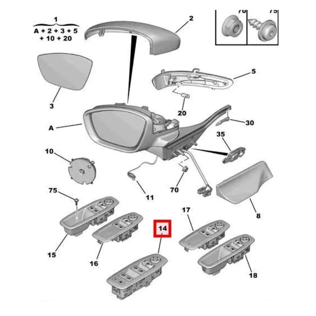 96749624ZD Compatible with Peugeot 208 2008 2013 2014 2015 2016 2017 2018 Master Power Window Control Switch Lifter Button Car Accessories
