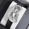 New Y2k Fashion Creative Men Women Melted Twisted Watches Luxury Streetstyle Irregular Shape Dial Unique Design Quartz Watch