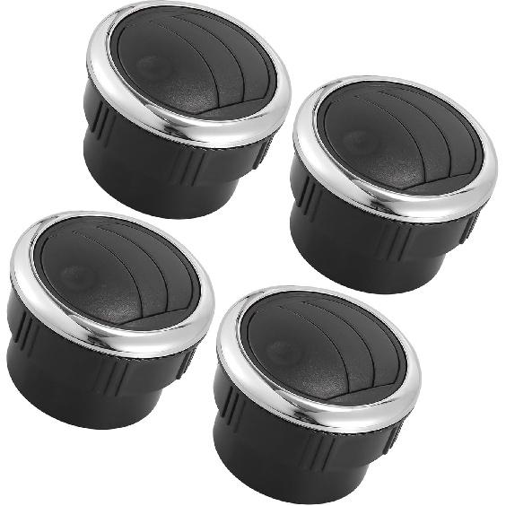 Motoforti Universal Car RV Bus Air Conditioning Vent, Round Air Vent Ventilation Outlet, ABS, Black Silver Tone, 4 Pcs