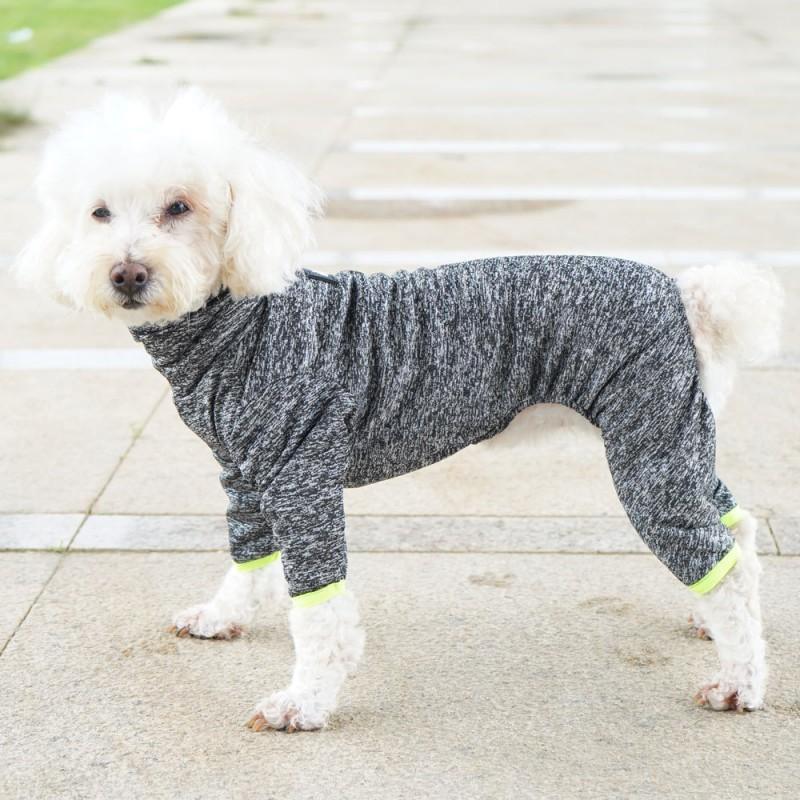 Stretchable Dog Jumpsuit With High Neck Small To Medium Breeds - Anti-Shedding Pet Clothing Fall Winter