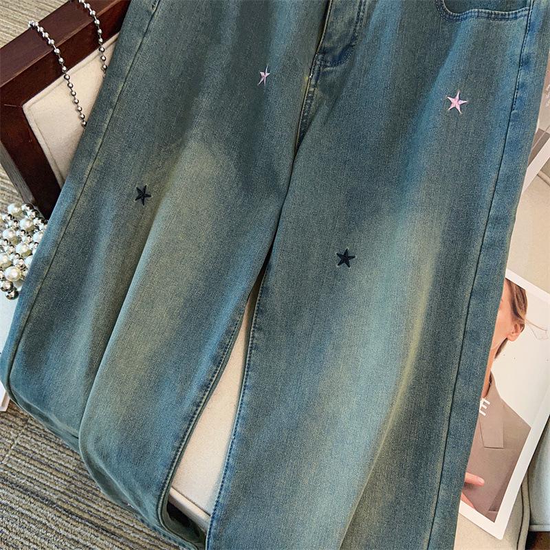 Damen-Denim-Hose in Übergröße mit hoher Taille - Lässig, Schlankmachend & Lockerer Schnitt