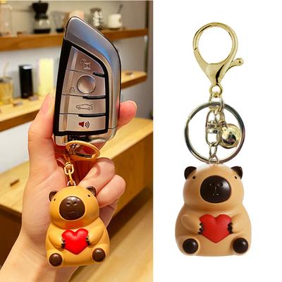 Voice Activated Capybara Pendant Keyring Sound Emitting Animal Keychain Bag Decoration Stylish Phone Hanging Ornament