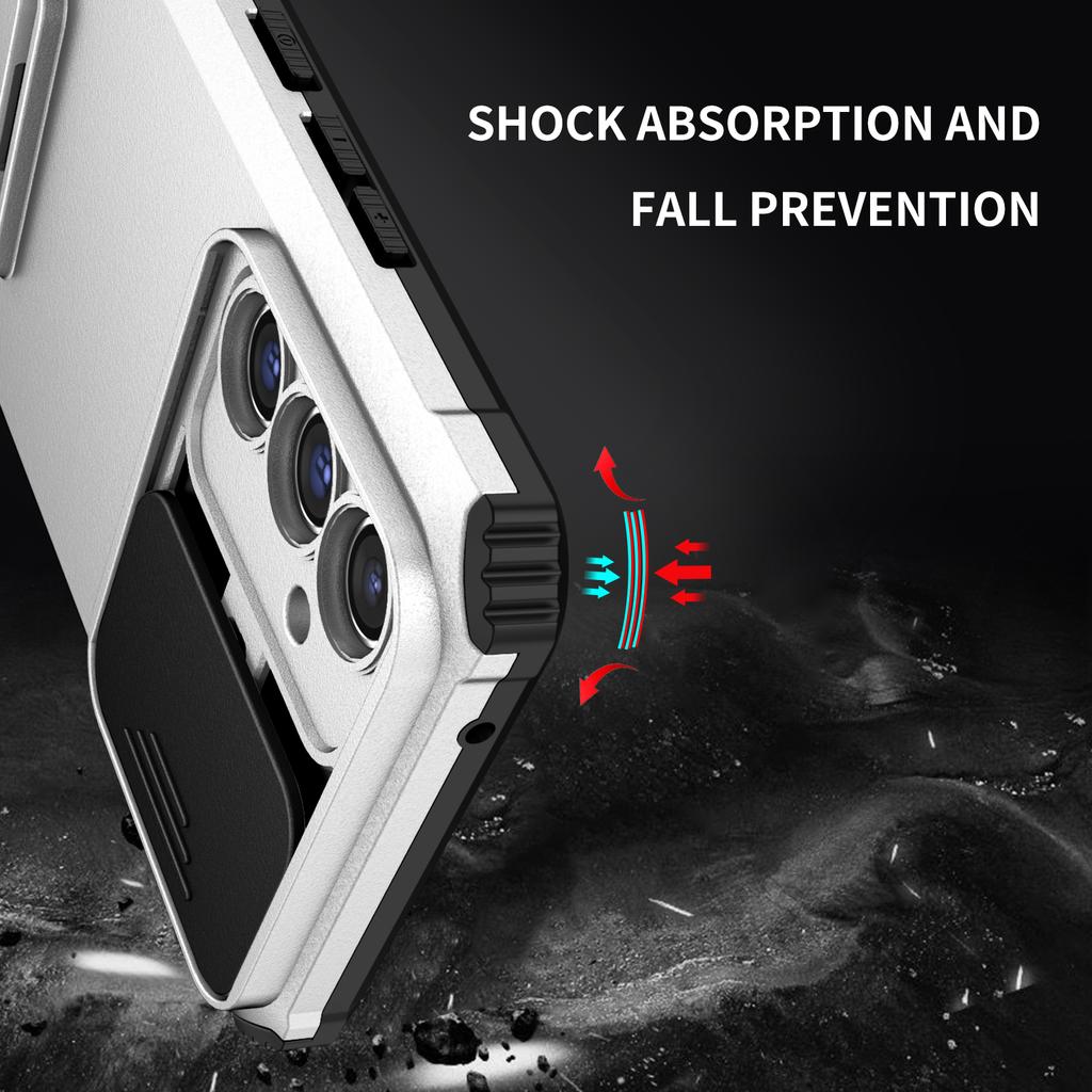 For Samsung Galaxy A36 5G Case Camera Slider PC+TPU Phone Cover with Kickstand