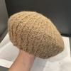 Japanese Small Fragrance Style Solid Color Simple Beret Women's Autumn and Winter Warm Knitted Hat Versatile Face Little Painter Hat