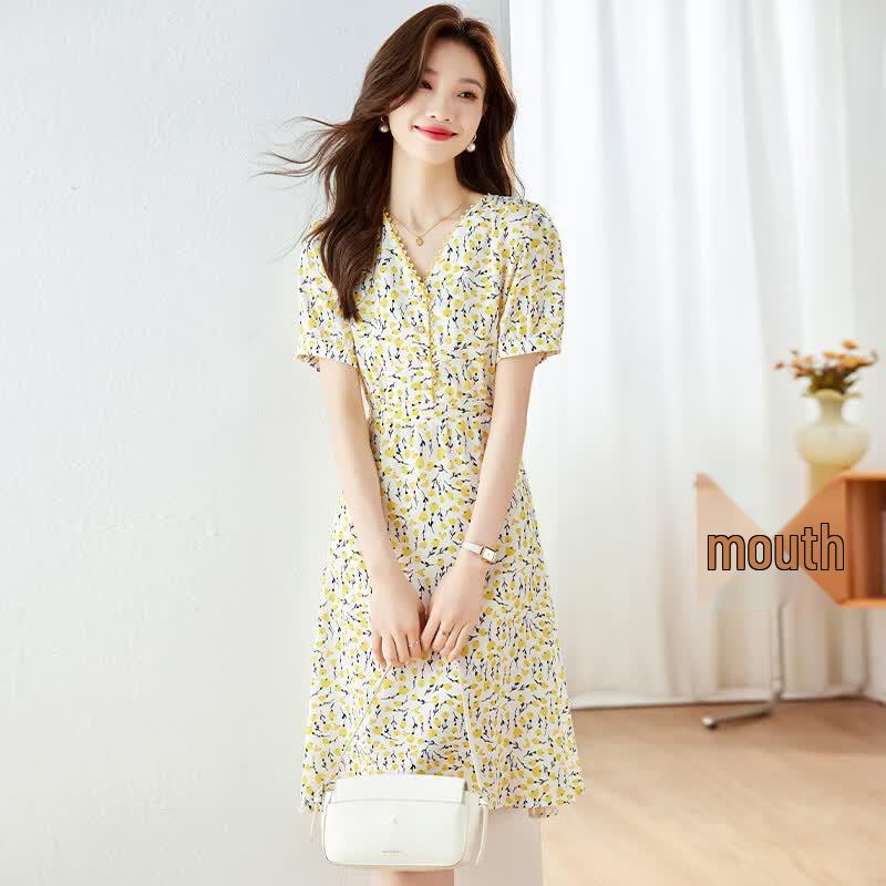 La Chapelle Summer Yellow Pleated A-line Midi Dress XL