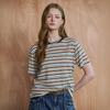 MulTi STripe Embroidery LeTTering T shirT zf08qT037na