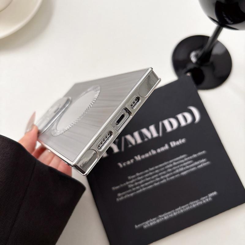 2025 Square CD texture electroplated magnetic phone Case with lens film, suitable for iPhone 16 Pro Max 15 14 13 Pro full anti-drop protective Cover