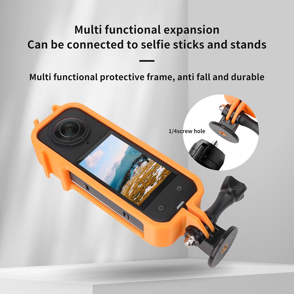 For Insta360 X5 Camera Quick Release Expansion Frame w/Cold Shoe 1/4' Threads Mount Magnetic Protective Cover Cage Accessories