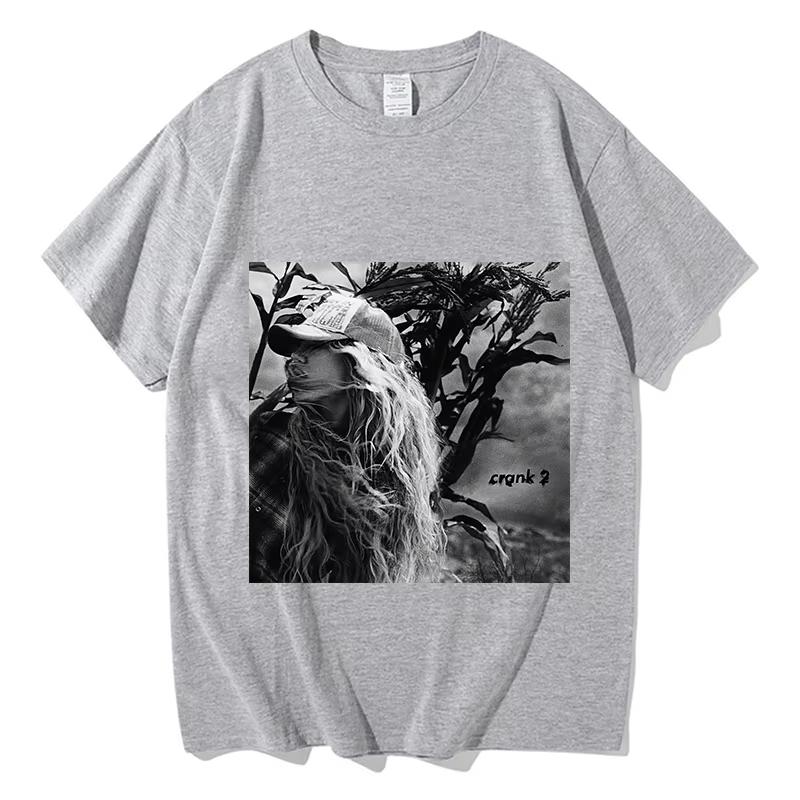 Crank 7 Black White American Country Portrait Vintage T-Shirt  American Hip Hop Unisex T-shirt Y2K Cotton Gothic Round T-shirt