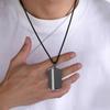 Black Dog Tag Necklaces for Men, Anti Allergy Stainless Steel Square Geometric Pendant Collar with Box Link Chain