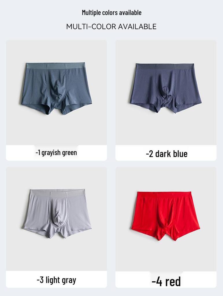 Herren Nahtlose Boxer Briefs: Maulbeerseide & Modal, Mittelhohe Taille, Unifarben
