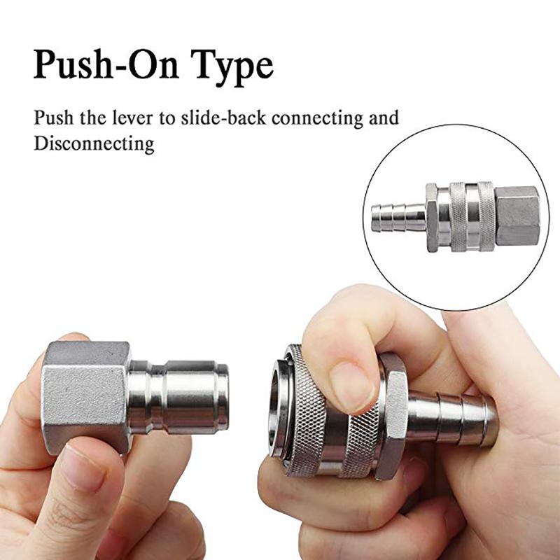 1/2"NPT Beer Quick Disconnect Set, 1/2 " Barb 304 Stainless Steel Quick Disconnect Kit Moonshine Fitting Connectors HomeBrewing