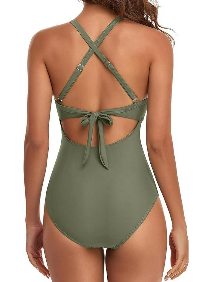 Women's Sexy Hollow Out One-Piece Swimsuit - Backless, Lace-Up Bodycon Bikini