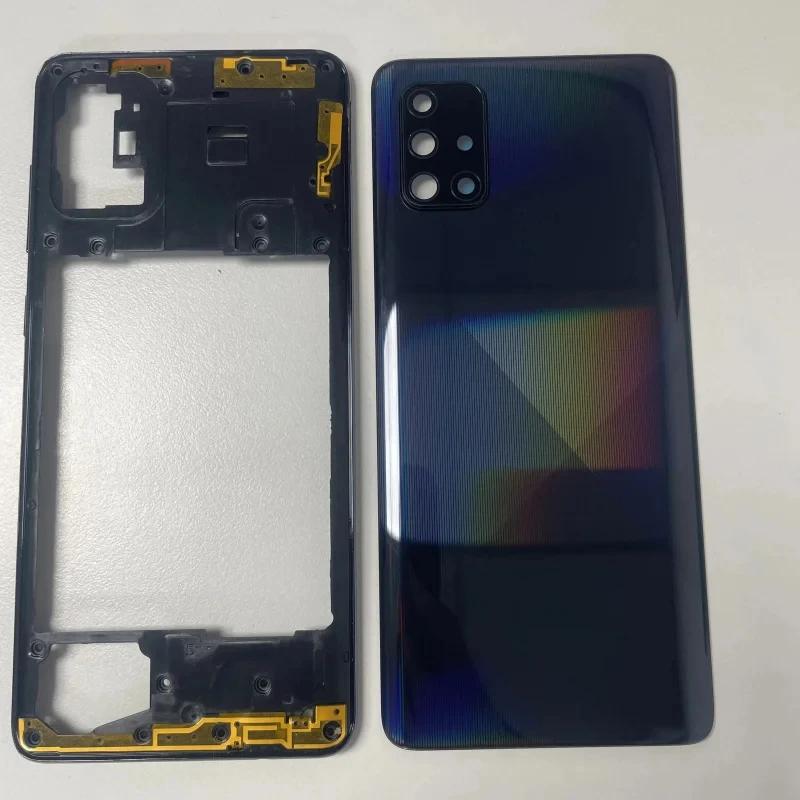 Pop Full Housing Case For Samsung Galaxy A71 2020 A715 A715f A51 A515 Middle Frame Battery Back Cover Rear Camera Lens