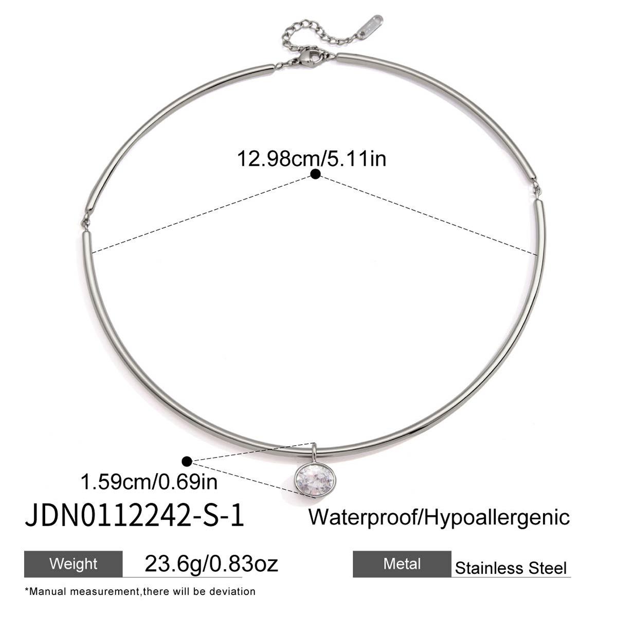 Elegant Zircon Pendant Stainless Steel Bamboo Chain Women s High-End Necklace-Luxury Jewelry