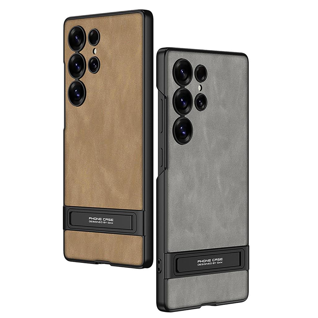 Samsung S25 Ultra Mobile Phone Case Triumph Ultra-thin Stand Frosted Leather Anti Fall Leather Case Fashionable and Simple Men and Women