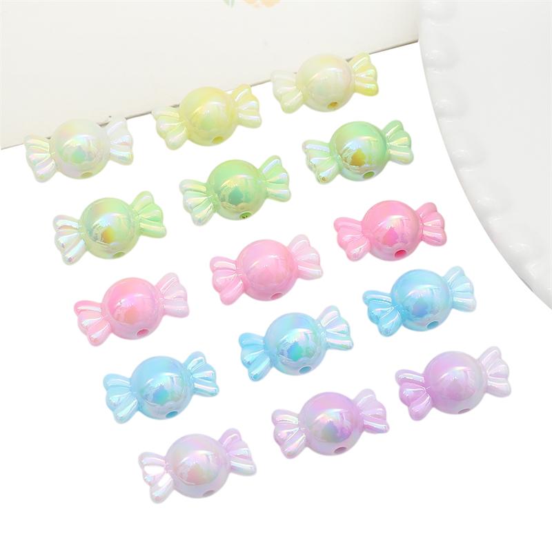 200Pcs Acrylic Beads Charms Solid Color Gradient Coated Beads For Bracelet Necklace Jewelry Making