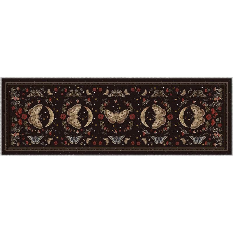 Corridor Carpet Butterfly Insect Pattern Black Carpets Machine Washable Non-slip Rug Home Decoration Rugs for Bedside Floor Mat