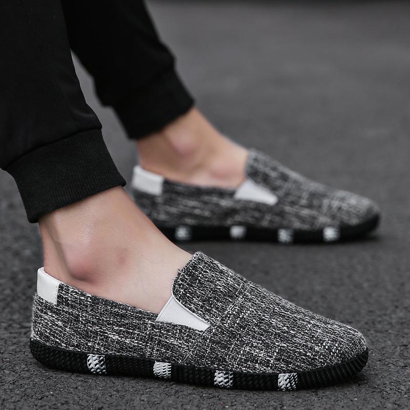 

Summer men s casual shoes Korean version of trendy casual versatile linen shoes trendy shoes one pedal breathable cloth shoes board shoes 44 чорний