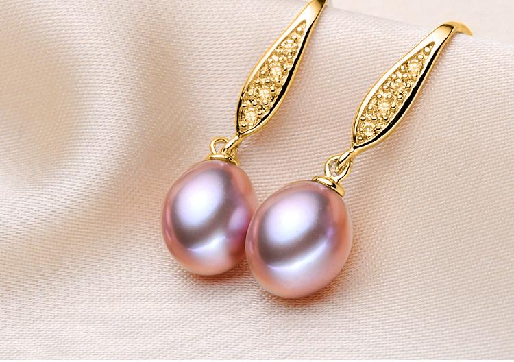 

Real Black Natural Freshwater Pearl Earrings Women,925 Sterling Silver Dangling Pearl Earrings Water Wife Mother Gift White