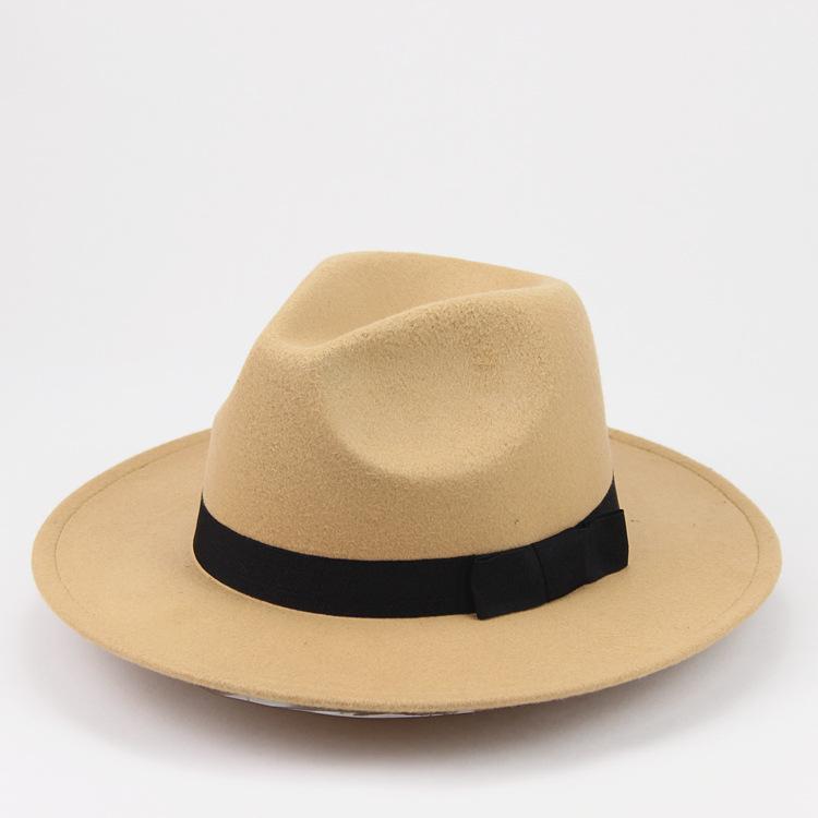 Street Shot Imitation Wool British Retro Jazz Hat Men'S And Women'S Big-Brimmed Top Hat Felt Hat Versatile Shade