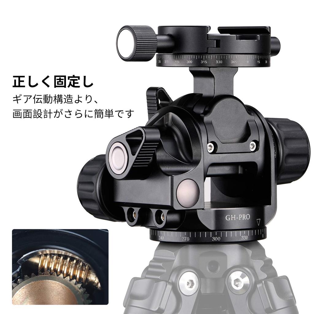 SWFOTO geared tripod panoramic head with a load capacity of up to ideal for architectural and landscape GH-PRO 5kg, photography.
