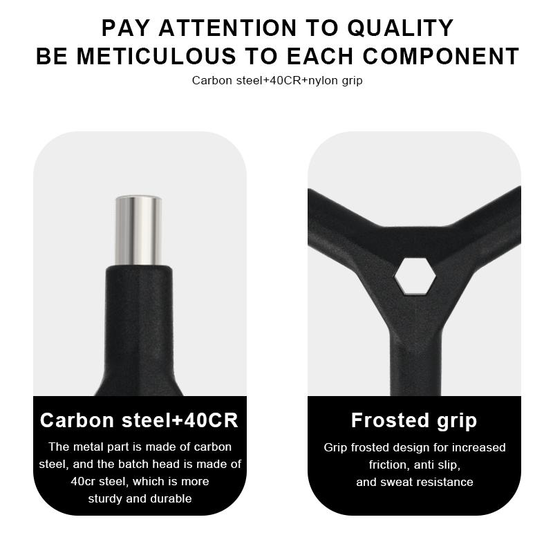 6 In 1 Bike Hex Allen Wrench Y Shape 3 Way Interchangeable Bits Carbon Steel Bicycle Hand Repair Tool Kit T25 Ph2 Screwdriver