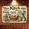 Rustikales Bauernhaus-Küche Blechschild, Vintage Wandkunst mit "Diese Küche bietet Essen, Liebe, Freude" Design - Langlebige Eisenkonstruktion