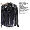 Men Shirt Turn-down Collar Loose Glossy Surface Single-breasted Loose Long Sleeve Top Club Party Casual Formal Wear Shirt