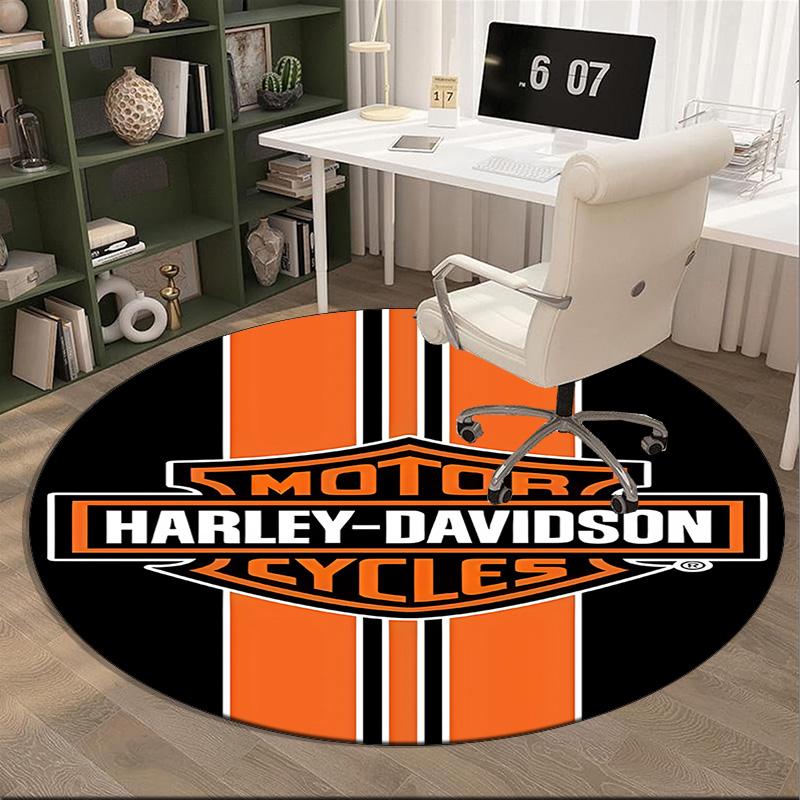 Harley-davidson Motorcycle Artwork Round Rug for Livingroom,Bedroom, Palyroom, Chair Rug, Area rug, Circle Carpet, Fan Christmas gift