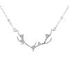 S925 Sterling Silver Reindeer Antler Pendant Necklace - Minimalist Christmas Jewelry for Women