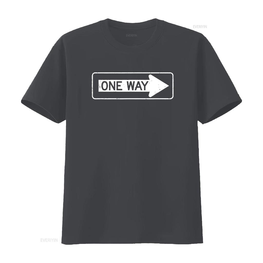 One Way Sign T Shirt vintage Washed streetwear Unisex Slightly Comfortable Stretched Top For Everyday Wear Casual Soft graphic