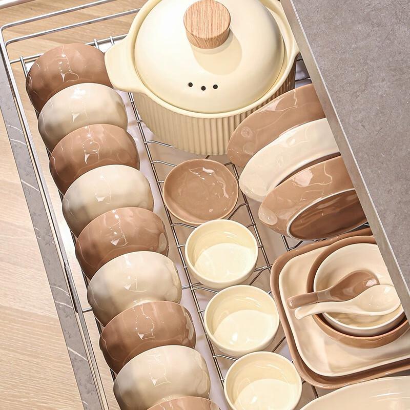 Hecai Maillard Cream Style 18-Piece Ceramic Dinnerware Set