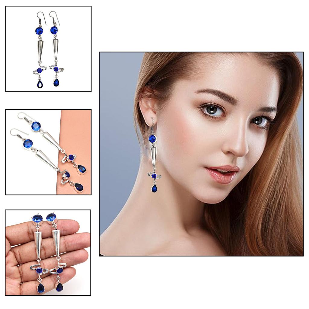 Tanzanite Gemstone Unisex Women's Gift For Her Silver Jewelry Earring 1.5''