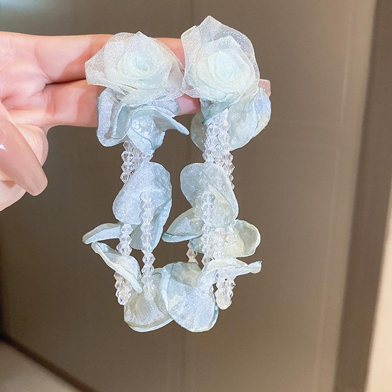 Orecchini con nappe a forma di fiore in maglia di cristallo, orecchini esagerati, temperamento minimalista, orecchini con nappe lunghe