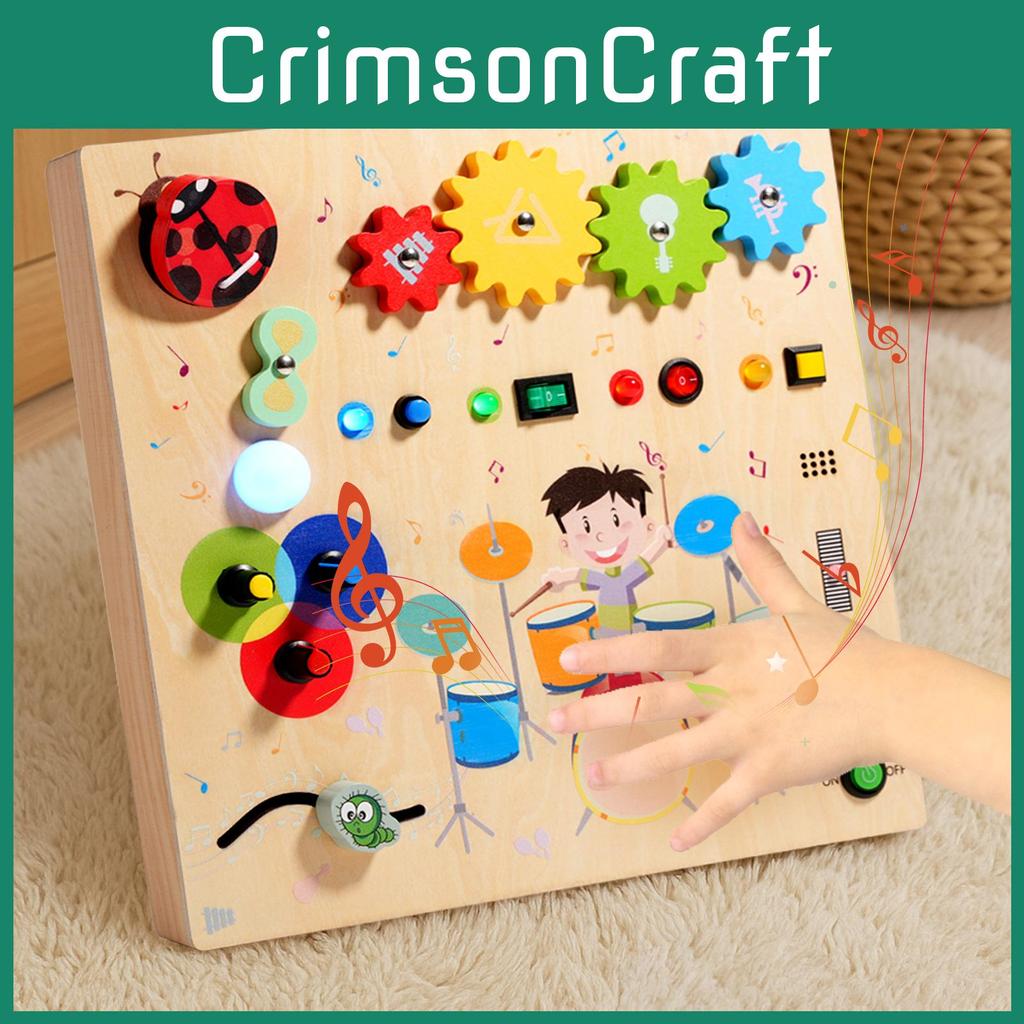 Wooden Early Learning Toy With Touching Drum And Lightup Features Children For
