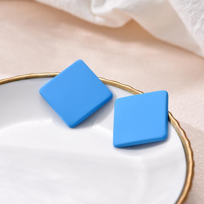 Pendientes Cuadrados de Color Caramelo de Moda Para Mujer Geométricos Grandes Azules Rojos Negros Pintura Escarchada INS Coreanos de Acrílico Sólido