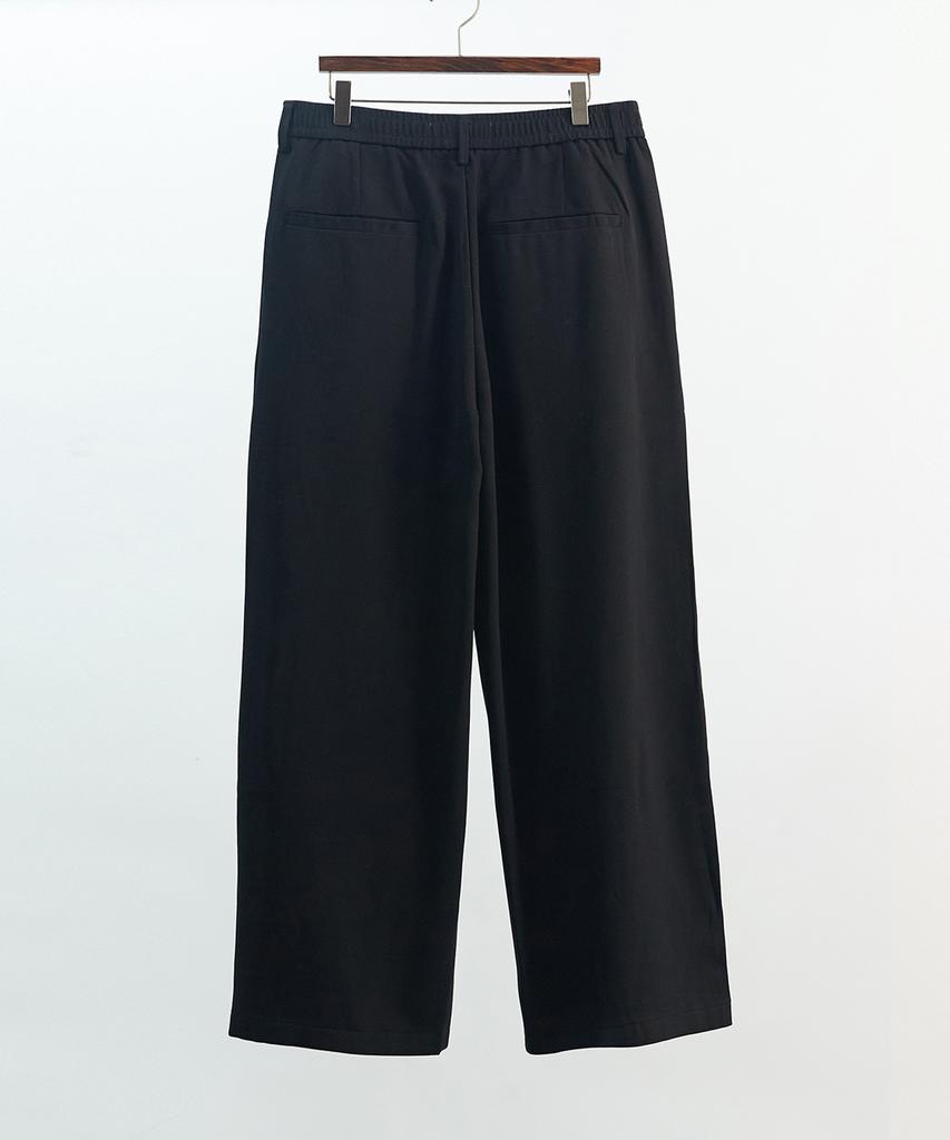 Deulouem Wide Half-Band Asymmetrical Pants (Black)