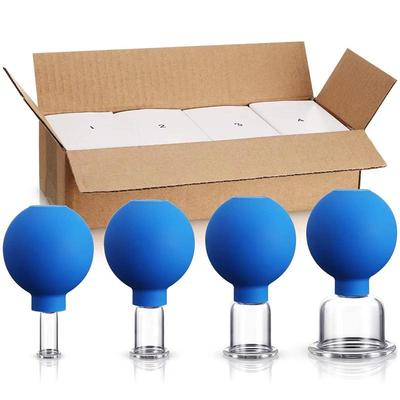 4pcs Rubber Head Glass Vacuum Cupping Therapy Cups Set Anti Cellulite Massage Chinese Therapy for Face Body Cupping Hijab Jars