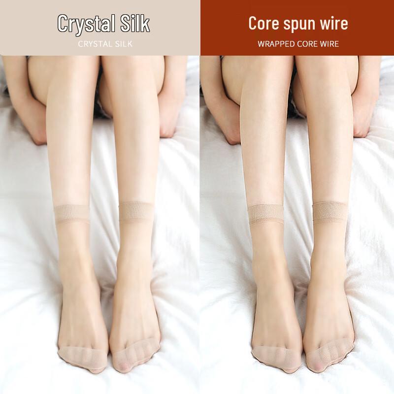 Langsha Women's Ultra-Thin Anti-Snag Crystal Mid-Calf Socks (5 Pairs)