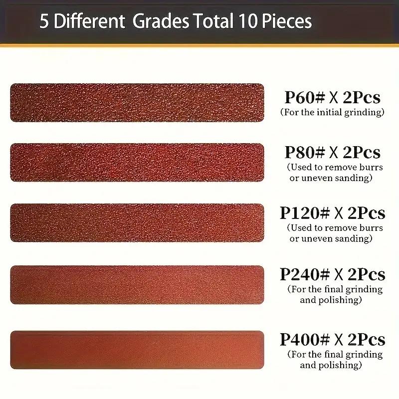 10Pcs 30 X 330 Mm Abrasive Belt - 60/80/120/240/400 Grain Size - for Sanding, Filing, Grinding and Deburring