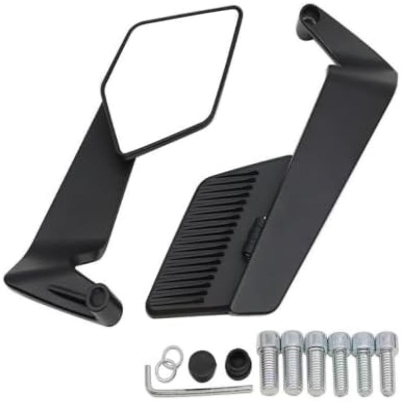 Aluminum Alloy Motorcycle Rear View Mirror Adjustable Reversible Stealth Winglets Mirror Foldable Mirror Large Field of View чёрный