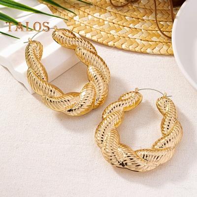 1 Paar Huggie Kõrvarõngad Retro läikivad, keerutatud, geomeetrilised ühevärvilised galvaniseeritud, kerge roostevabast terasest kõrvakaunistused Ehted sõitmiseks mõeldud kõrvarõngad