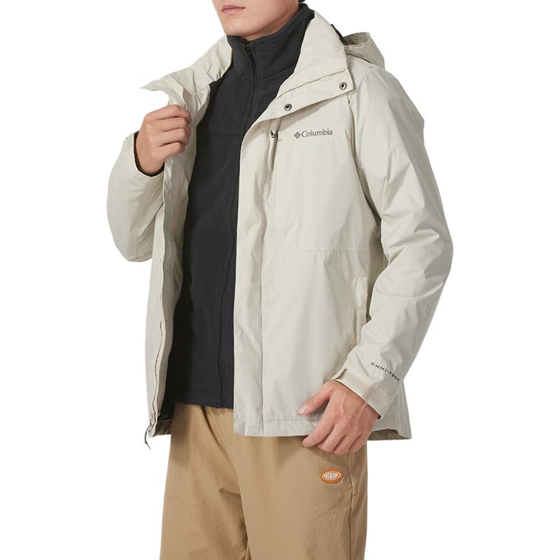 Columbia Hiking Tieton Loop™ II Interchange Outdoor Sports Zip Hooded Fleece Liner Warm Jacket Men jackets Beige WE6508-278