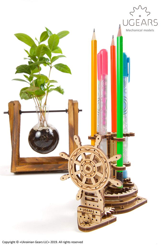 Ugears Wooden DIY Building Toy for Imagination and 70074 Wheel-Organizer, Blocks, Puzzle, Creativity,