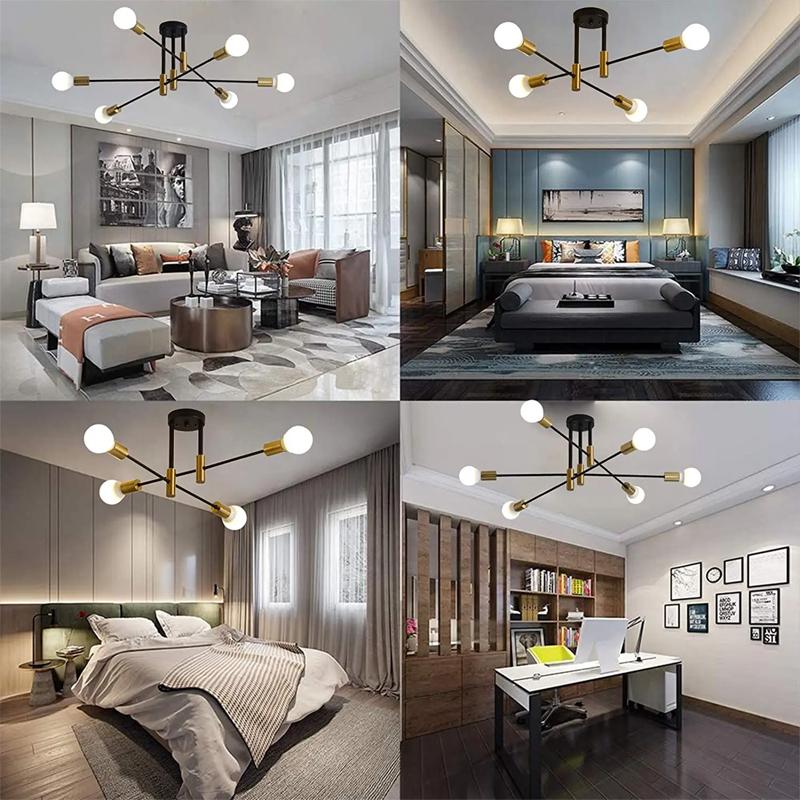 Iron Chandelier Lights Room Decor Gold Ceiling Light Bedroom Decoration Hanging Chandelier Living Room Pendant Lamps Kitchen